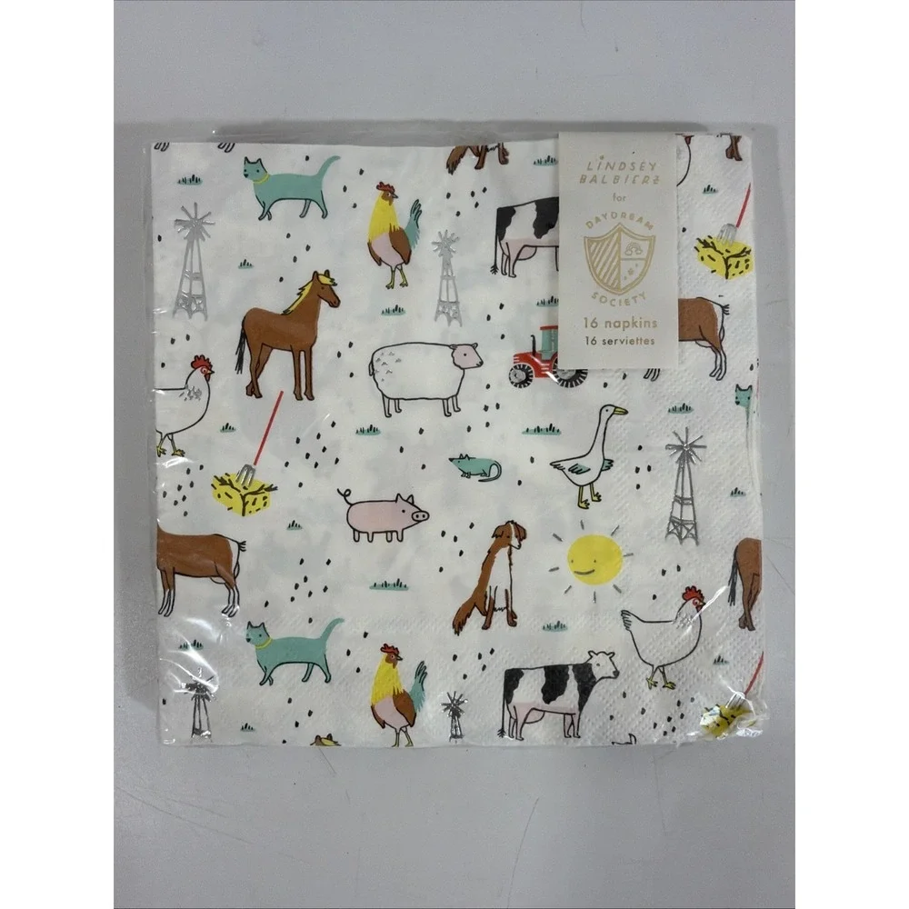 Daydream So 16 Farm Barn Animals Theme Party Large Paper‎ Dinner Napkins 6.5